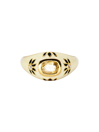 WHITE ENAMEL CLEYA RING