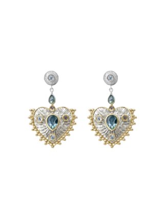 Nara Topaz Blue Stone Heart Drop Earrings
