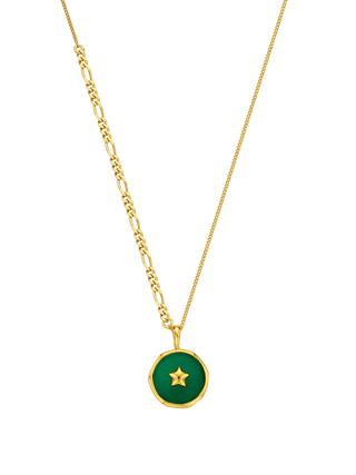 Green Onyx Round Pendant Necklace