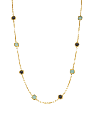 Blue Agate & Blue Chalcedony Station Necklace