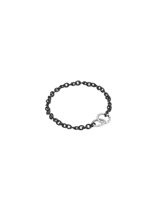 White Linked Black Gold Chain Ring