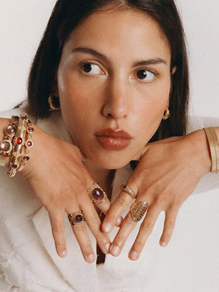 Jasmine Three-stone Creole Earrings