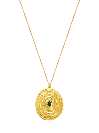 Chrome Diopside Celestial Disc Pendant Necklace