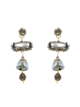 Black Luminous Bell Crystal Earrings