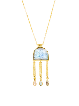 Blue Multi-Drop Stone Necklace