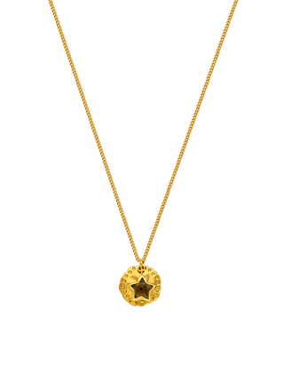 Smoky Quartz Star Coin Pendant Necklace