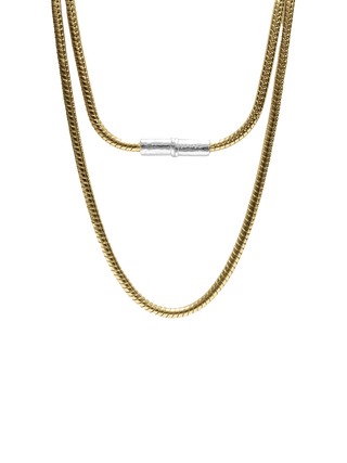 Snake Chain Necklace with Hammered Socket