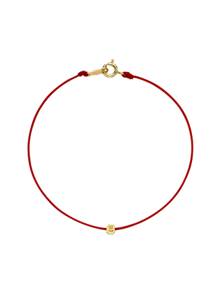 14K Gold Red Silk Initial Bracelet