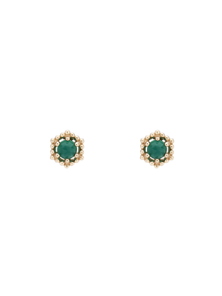 Hexa Emerald Faceted Studs