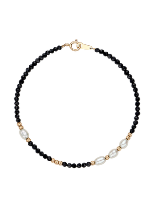 Black Spinel and Pearl Combi Bracelet
