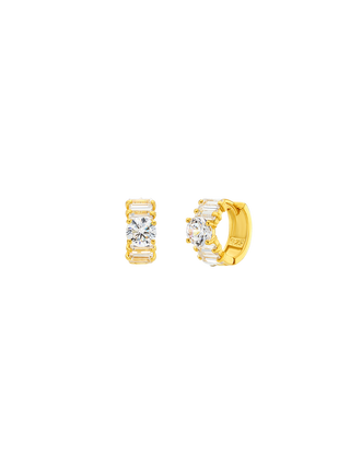 White Cubic Crystal Huggie Earrings