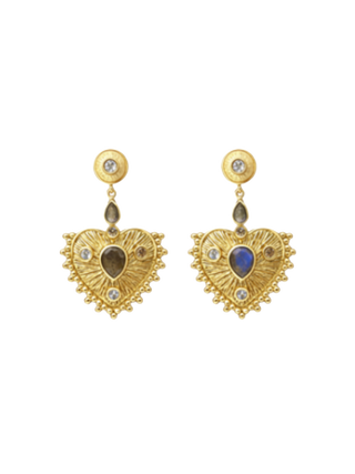 Nara Blue Stone Heart Drop Earrings