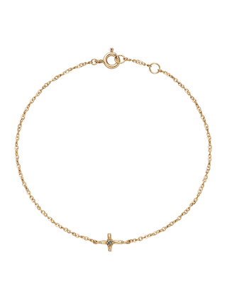 Delicate Diamond Cross Gold Bracelet
