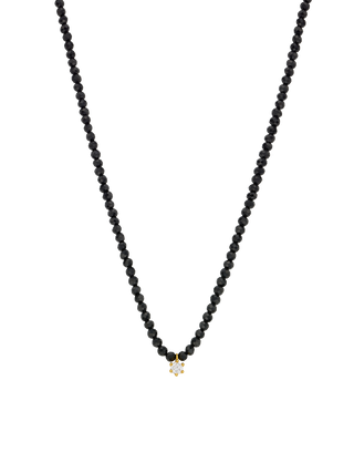Black Beaded Star Gold Vermeil Necklace
