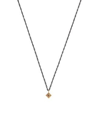 Rhombus Diamond Point Black Gold Necklace