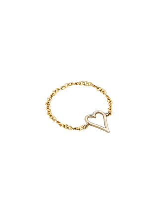 Line Heart Yellow Gold Chain Ring