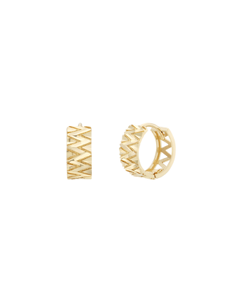 Zigzag Cut Gold Hoops