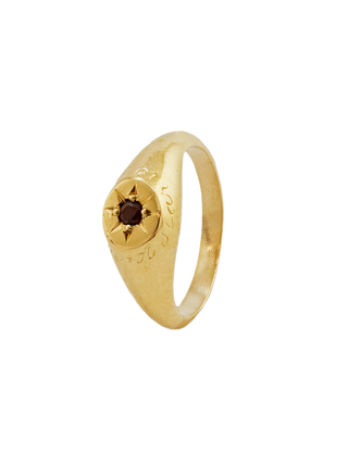 Garnet Signet Ring with “A Star to Guide Me” Engraving