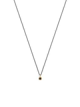 Circle Black Diamond Black Gold Chain Necklace