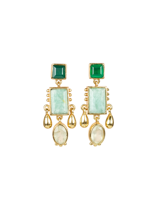Green Architectural  Drop Earrings