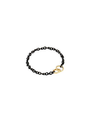 Yellow Linked Black Gold Chain Ring
