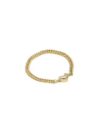 Bold Heart Gold Chain Ring
