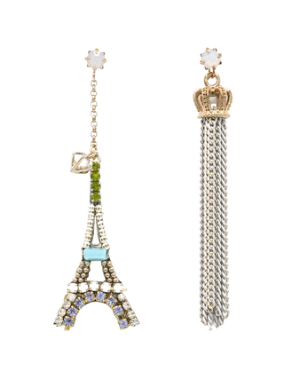 White Paris Eiffel Crown Earrings