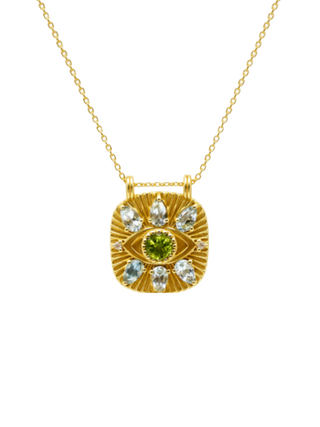 Ayin Peridot & Blue Topaz Eye Necklace