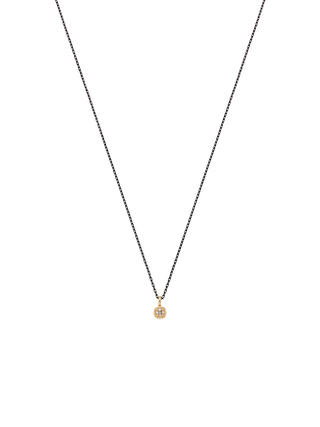Circle White Diamond Black Gold Chain Necklace