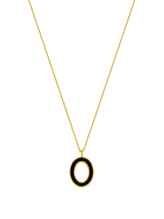 Oval Black Pendant Necklace