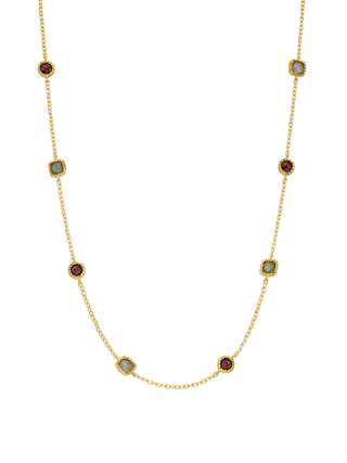 Labradorite & Garnet Station Necklace
