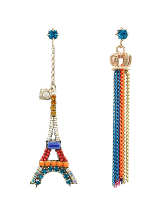 Multi Paris Eiffel Crown Earrings