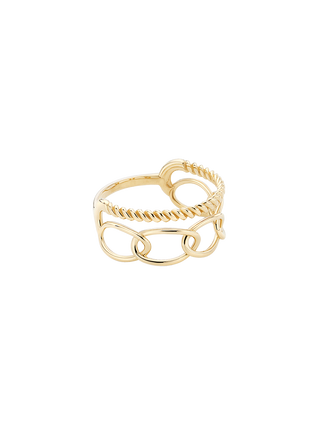 Double Chain Gold Texture Ring