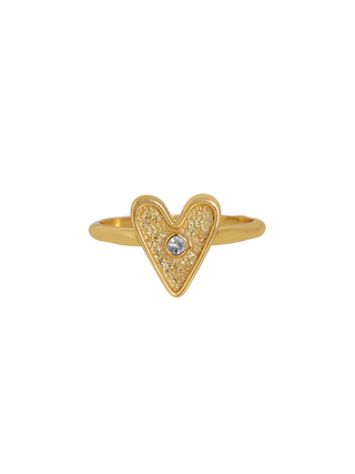 Heart Ring with  White Zirconia Stone