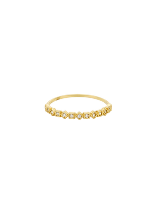 Square Pattern Cubic Gold Ring