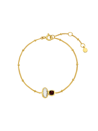 White Quartz & Garnet Bracelet