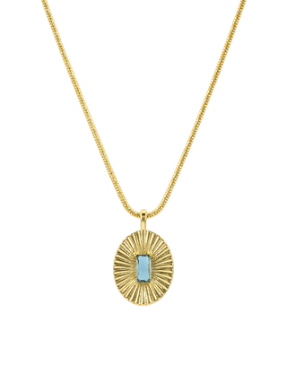 London Blue Topaz Oval Coin Necklace