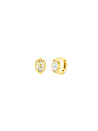 White Cubic Huggie Earrings