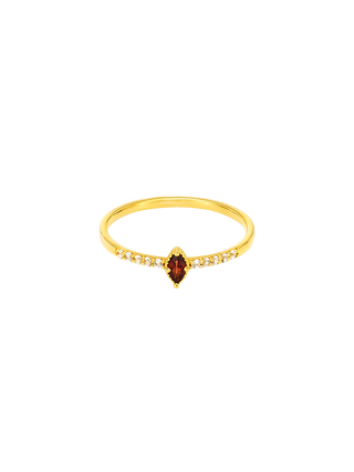 Garnet & Cubic Marquise Ring