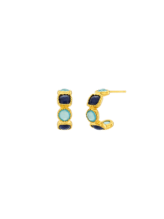 Blue Agate & Blue Chalcedony Hoop Earrings