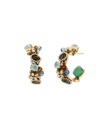 Emerald Halo Hoop Earrings