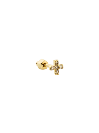 Mini Cross Cognac Diamond Gold Piercing