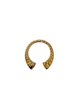 Atelier Stone The Lien Ring Sculptural Yellow Gold Filled Open Band with Serpent-Inspired Segmented Design and Cubic Zirconia Accents | LE FIGUE NEW YORK