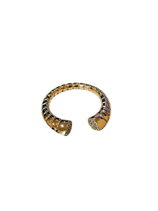 Atelier Stone The Lien Ring Sculptural Yellow Gold Filled Open Band with Serpent-Inspired Segmented Design and Cubic Zirconia Accents | LE FIGUE NEW YORK