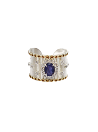 Diaperis Camala Ring in Silver Filled with Blue Cubic Zirconia | LE FIGUE NEW YORK
