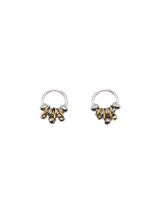 JAMAIS NUE Eclipse Mini Earrings Sculptural Silver and Gold Tone Stainless Steel Hoops | LE FIGUE NEW YORK