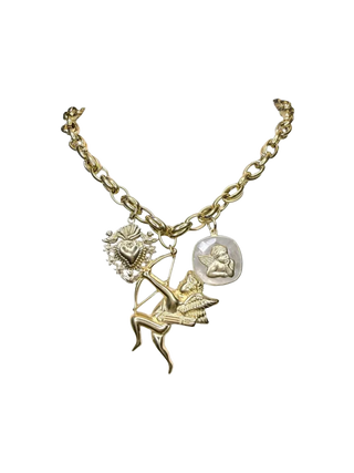 Fascinato ANGEL TRIO Necklace with Cupid, Sacred Heart and Angel Charms | LE FIGUE NEW YORK