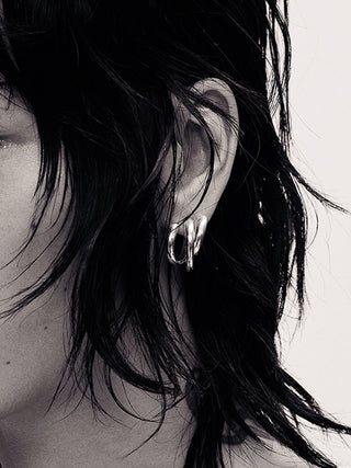 Hustad #250 Sculptural Sterling Silver Earrings Worn on Ear | LE FIGUE NEW YORK