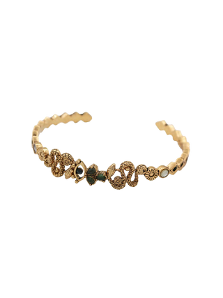 LA2L Rima Cuff Bracelet in Serpentine, Mother-of-Pearl and Green Enamel | LE FIGUE NEW YORK