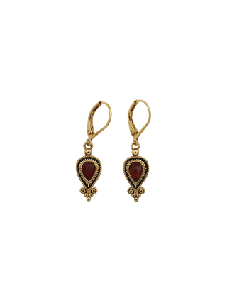 LA2L Arena Small Earrings with orange Hessonite teardrop stones and ornate gold detailing | LE FIGUE NEW YORK